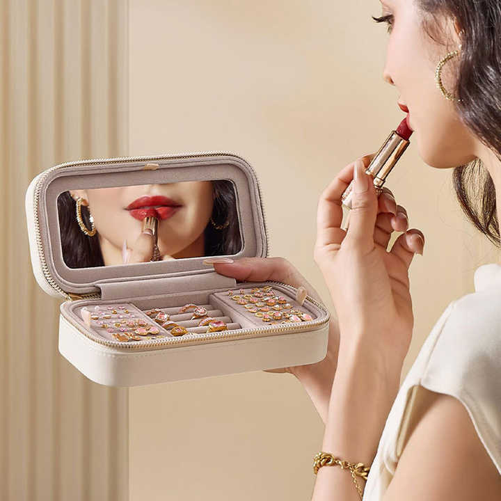 Portable Travel Jewellery Box with Mirror