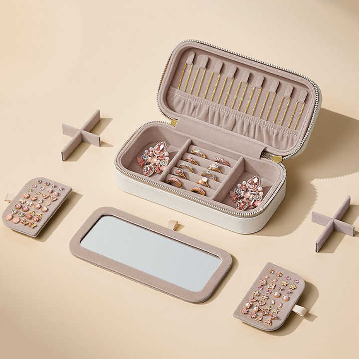 Portable Travel Jewellery Box with Mirror