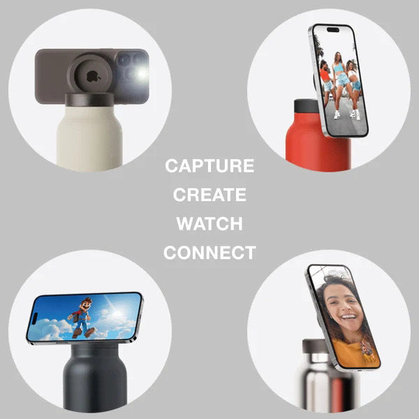 Stainless Steel Insulated Water Bottle with Integrated Magnetic Phone Stand