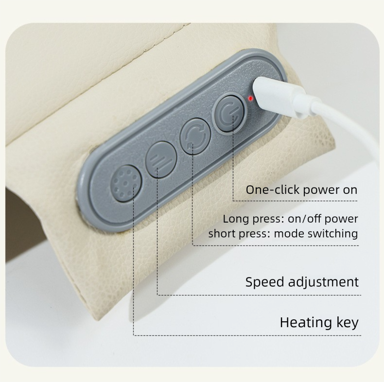 Slim Wireless Shiatsu Back Massager Cushion - Rechargeable Heated Massage Pad for Full Back Relief