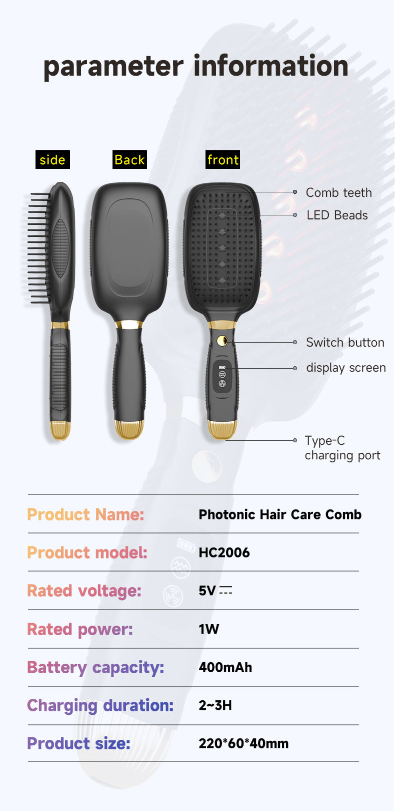 Advanced 3-in-1 Scalp & Hair Care Massage Brush with Red Light Therapy