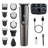 5-in-1 Professional Men's Grooming Kit - Cordless Hair Clipper, Beard Trimmer, Nose Trimmer & Shaver with LED Display