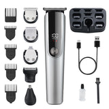 5-in-1 Professional Men's Grooming Kit - Cordless Hair Clipper, Beard Trimmer, Nose Trimmer & Shaver with LED Display