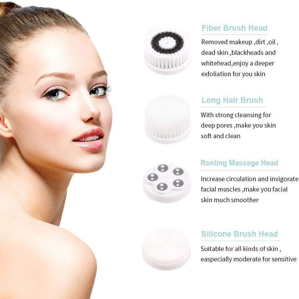 4-in-1 Electric Facial Cleansing Brush & Massager