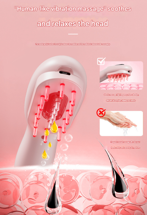SILK ROLLA Rechargeable Electric Scalp Massager Brush with Red & Blue Light Therapy