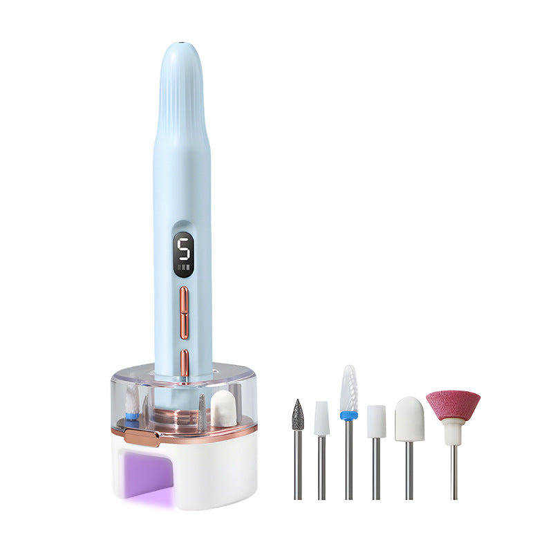 Portable Electric Nail Drill & Polishing Machine Kit with UV Lamp Base