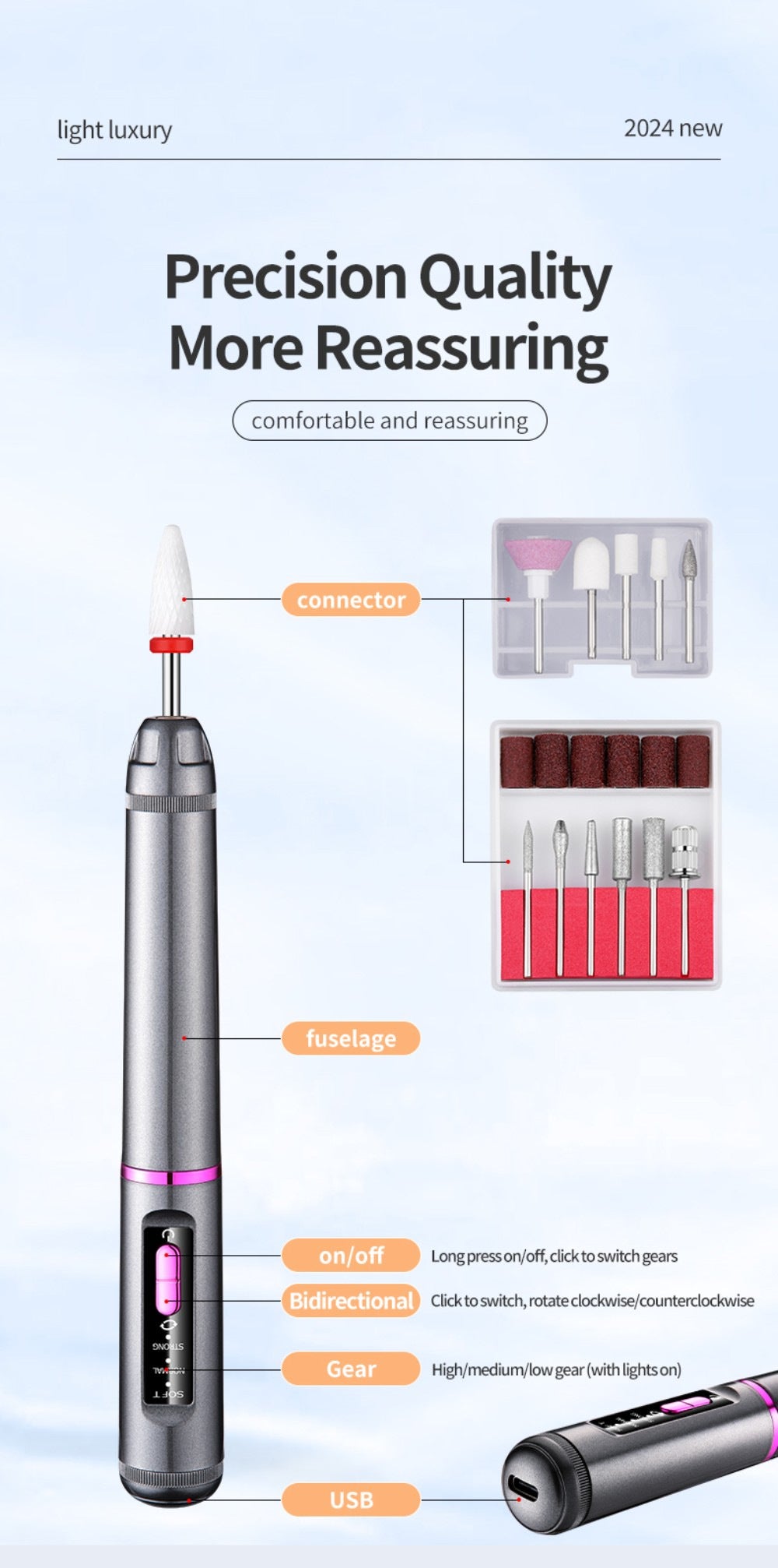 Professional Electric Nail Drill Pen Kit - Rechargeable Manicure & Pedicure Tool