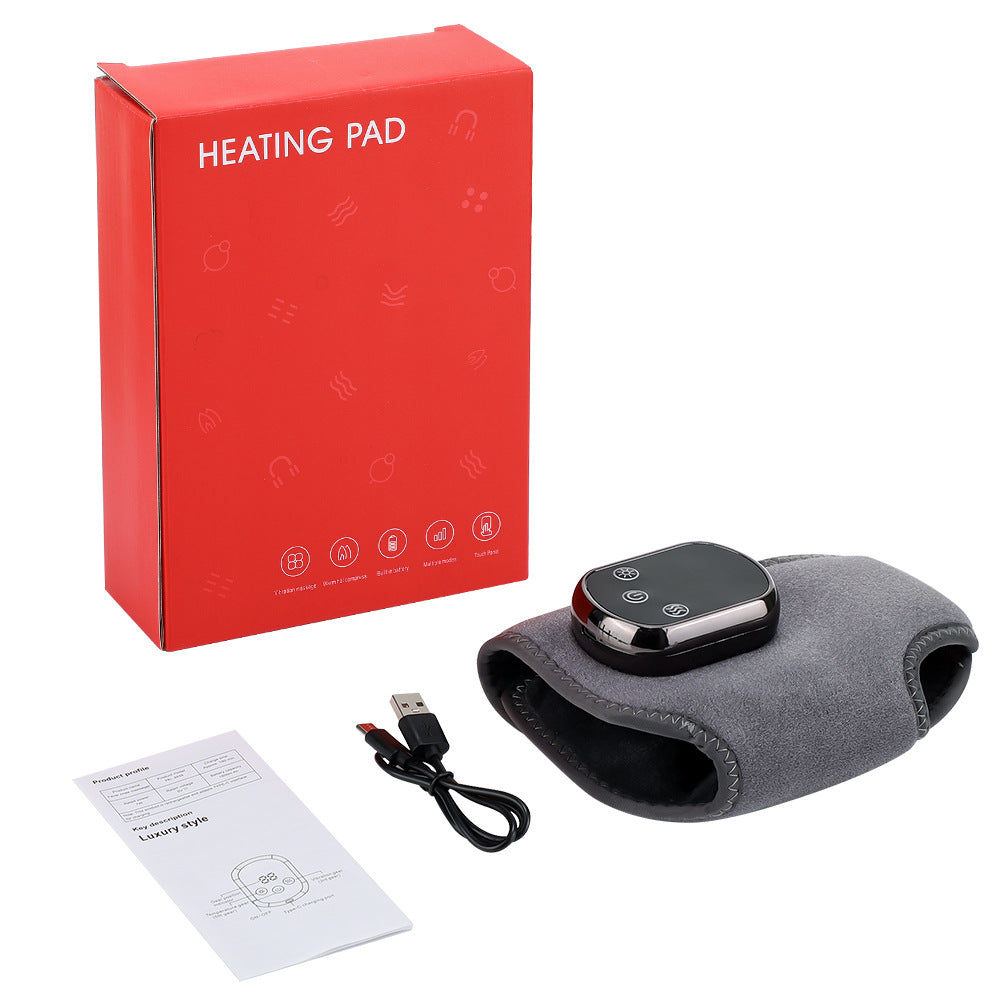 Electric Heated Ankle Brace - Rechargeable Vibration Massager with 5 Heat Levels & 3 Modes
