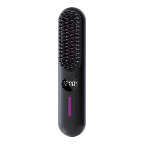 Professional 2-In-1 Cordless Hair Straightener Brush with LED Display - Silk Rolla