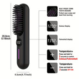 Professional 2-In-1 Cordless Hair Straightener Brush with LED Display