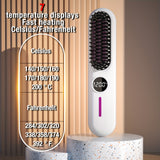 Professional 2-In-1 Cordless Hair Straightener Brush with LED Display
