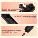 Professional 2-In-1 Cordless Hair Straightener Brush with LED Display