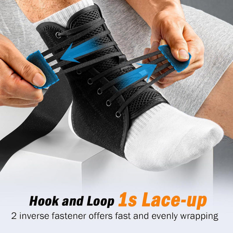 Triple Layer Compression Ankle Brace with Adjustable Lace Up Support