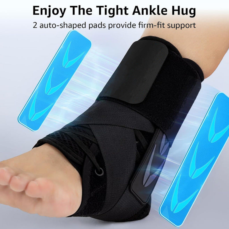 Triple Layer Compression Ankle Brace with Adjustable Lace Up Support