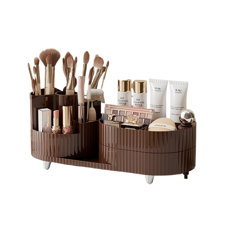 Rotating Cosmetics Storage Box - Two-Layer Rotating Makeup Organiser