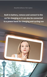 Car Sun Visor Makeup Mirror with LED Light