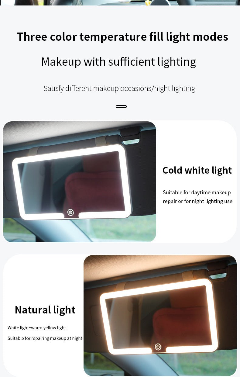 Car Sun Visor Makeup Mirror with LED Light