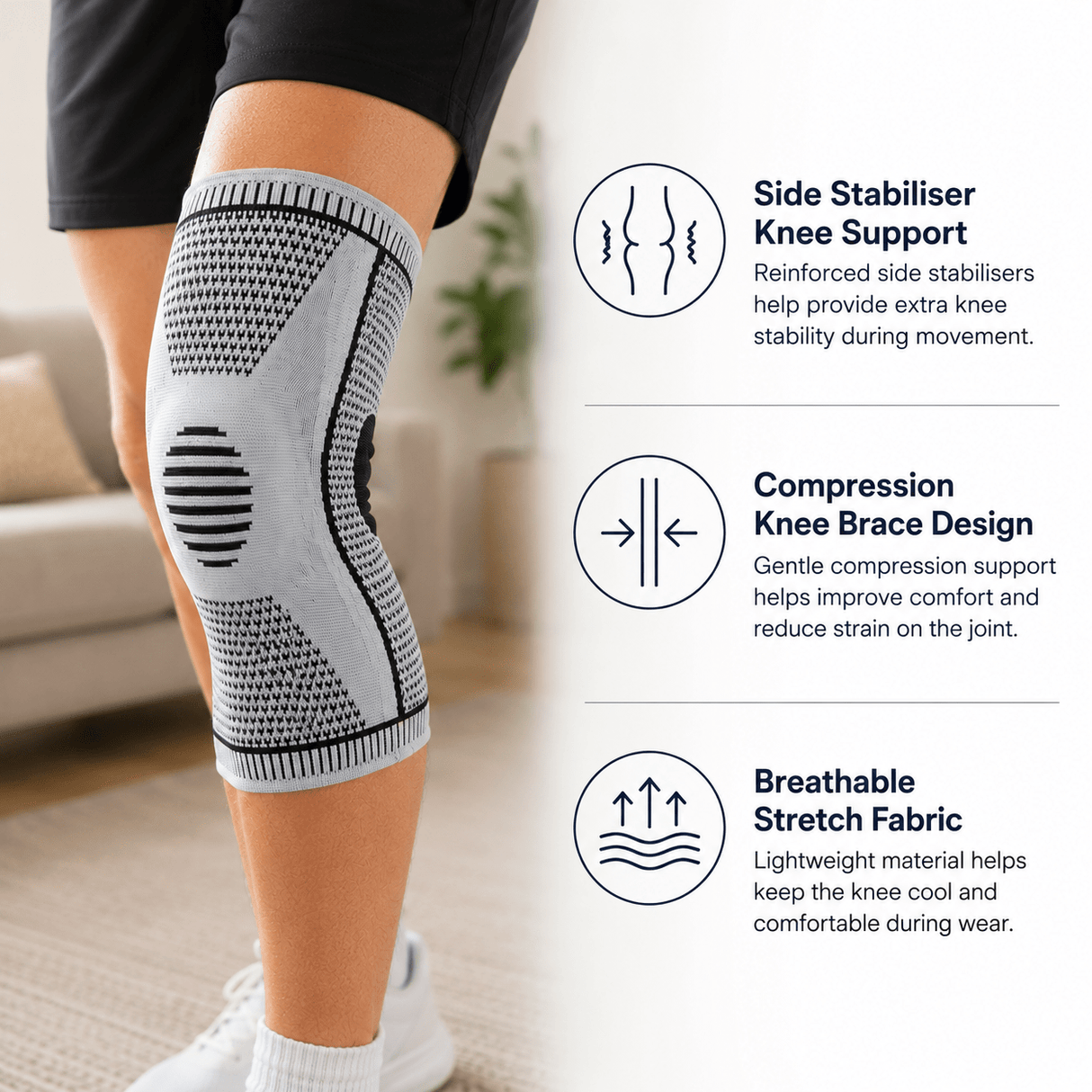 Compression Knee Brace with Side Stabilisers