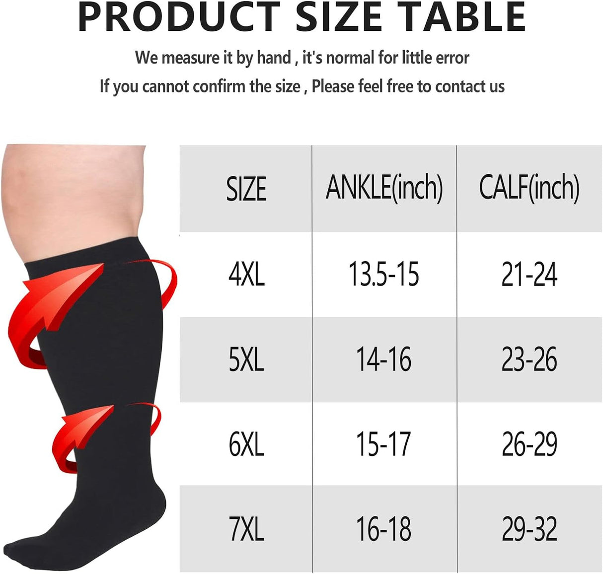 Plus Size Compression Socks Wide Calf