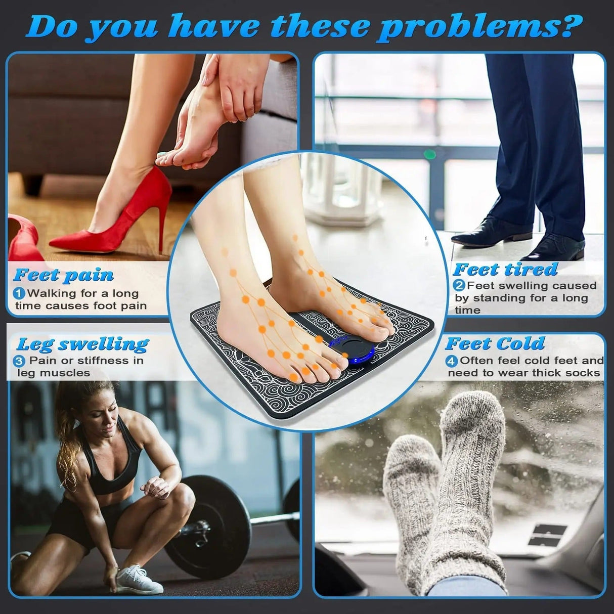 Rechargeable EMS Foot Massager Pad