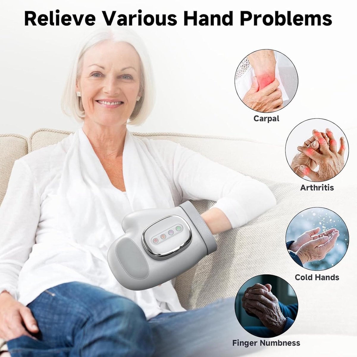 Rechargeable Hand Massager with Heat & Compression