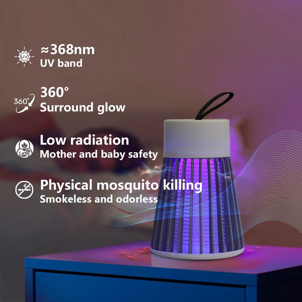 Rechargeable Mosquito Zapper Lamp -– USB Electric Bug Trap with LED Light